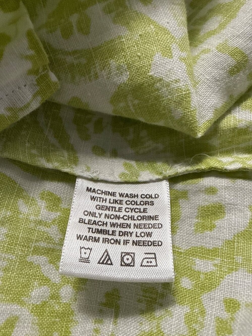 Kate Hill Size XL 100% Linen Chartreuse Green & White Tunic With V-Neck Design - Picture 5 of 6